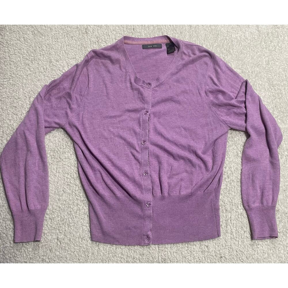 Liz Claiborne Wool Blend Cardigan Sweater Womens XL Long Sleeve Button Up Purple